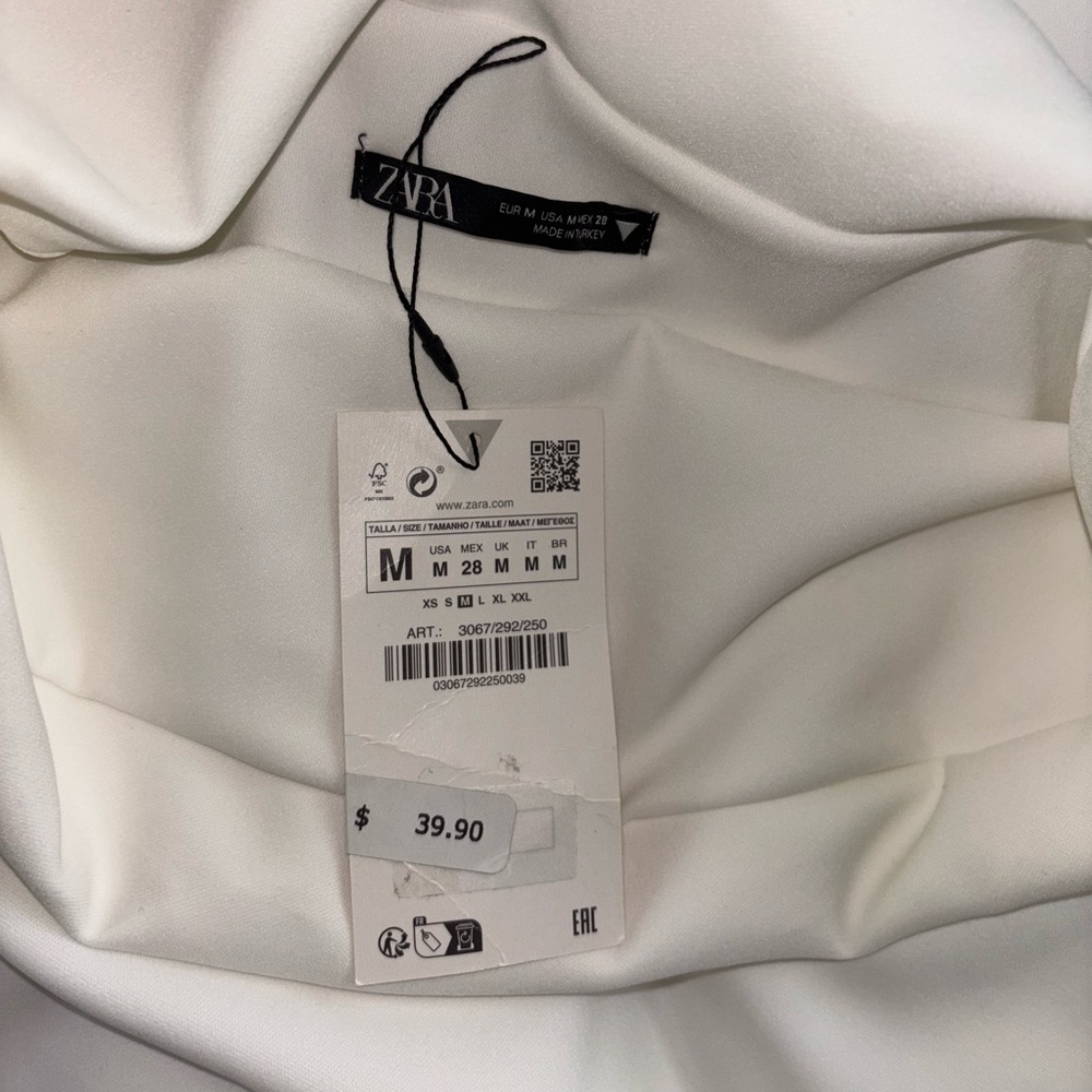 NWT Zara White Strapless Tube Top with Silver Zippers – Size M - Picture 9 of 9